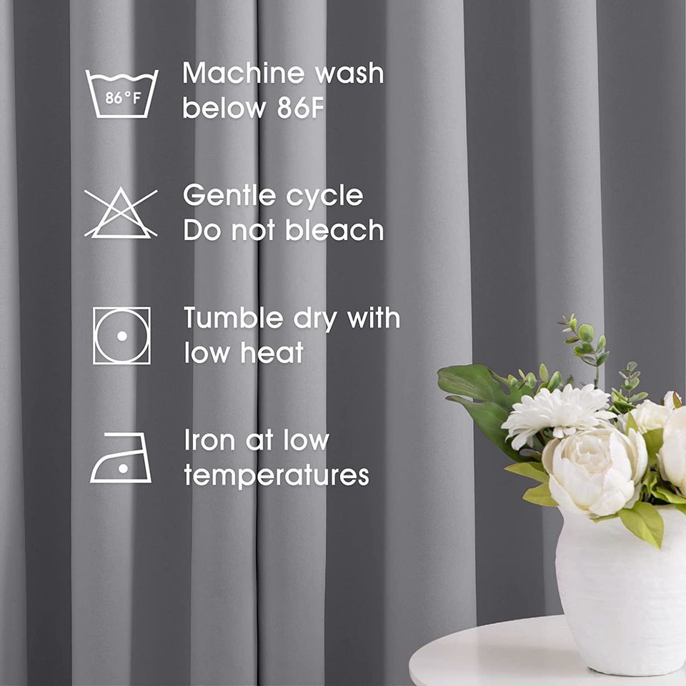 Light Grey Blackout Curtains for Bedroom 52 X 84 Inch Long 2 Panels Set