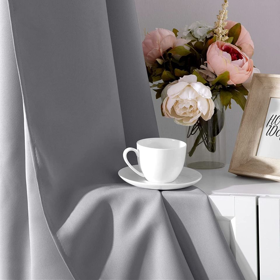 Light Grey Blackout Curtains for Bedroom 52 X 84 Inch Long 2 Panels Set