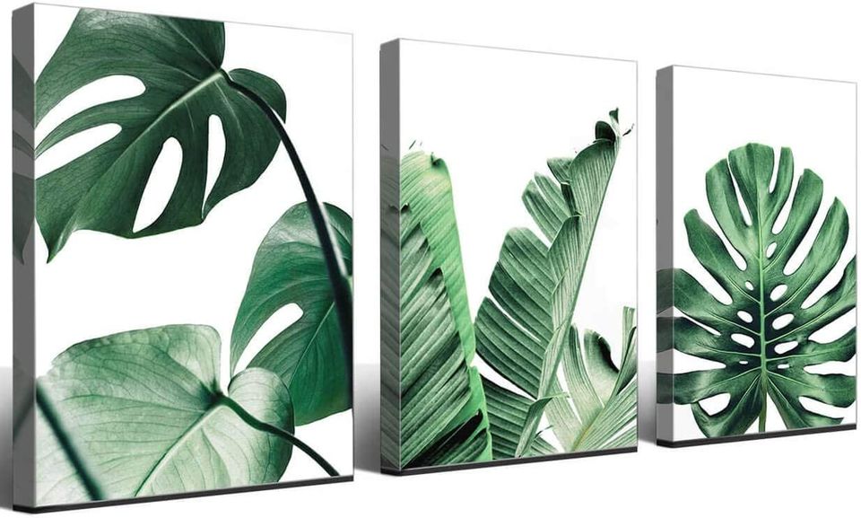 Canvas Wall Art Green Leaf Simple Life Painting Bathroom Wall Decor
