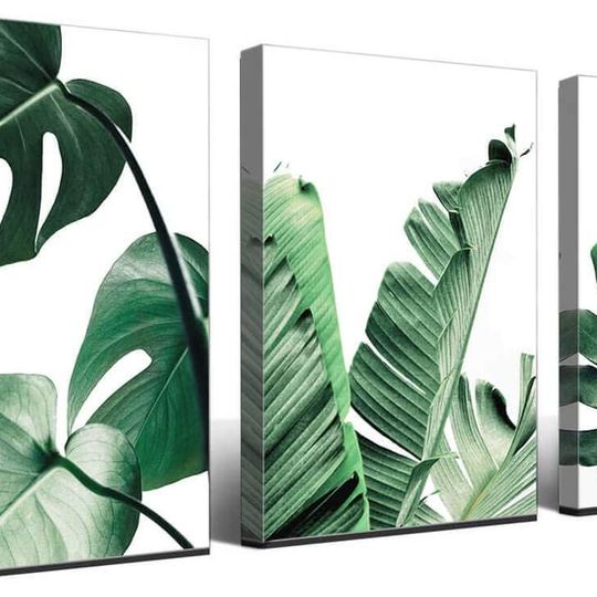 Canvas Wall Art Green Leaf Simple Life Painting Bathroom Wall Decor