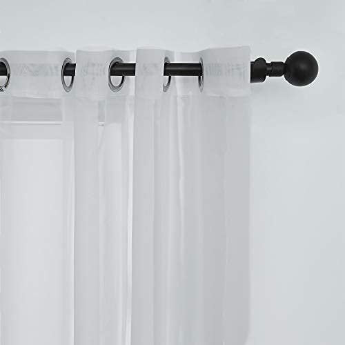 White Semi Sheer Curtains 84 Inch Length Window Curtain with Grommet for Bedroom Living