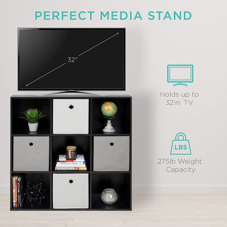 9-Cube Storage Shelf Organizer Bookshelf System, Display Cube Shelves Comp