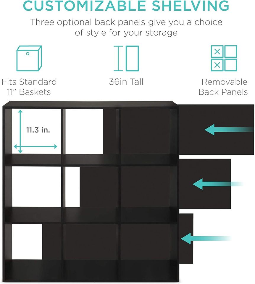 9-Cube Storage Shelf Organizer Bookshelf System, Display Cube Shelves Comp