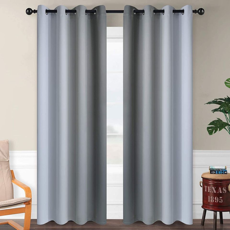 Ombre Room Darkening Curtains for Living Room, Light Blocking Gradient Grey to Greyi