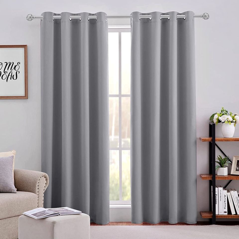 Light Grey Blackout Curtains for Bedroom 52 X 84 Inch Long 2 Panels Set
