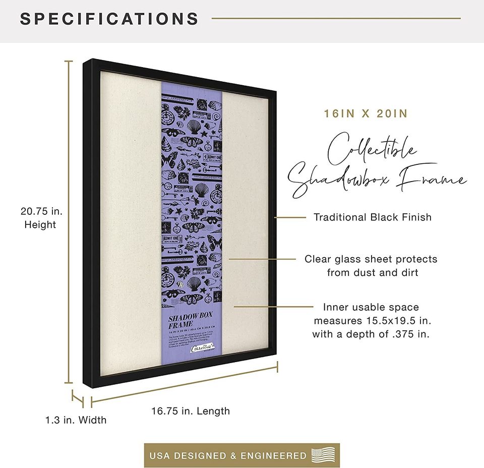 16x20 Inch Linen Lined Shadowbox, Black (40956)