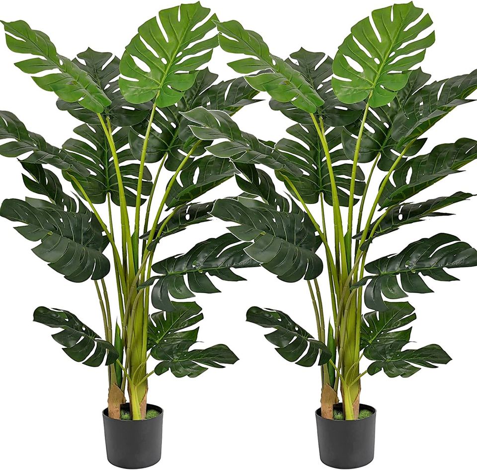 Artificial Monstera Deliciosa Plant 4ft Tall 15 Decorative Split Leaves Plant Faux Swiss