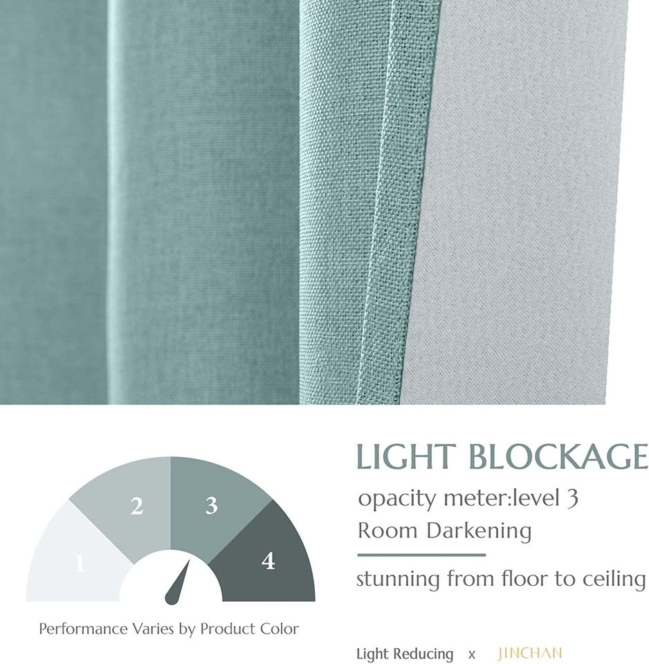 Linen Textured Curtains for Living Room Darkening Bedroom Curtains Thermal Insulated