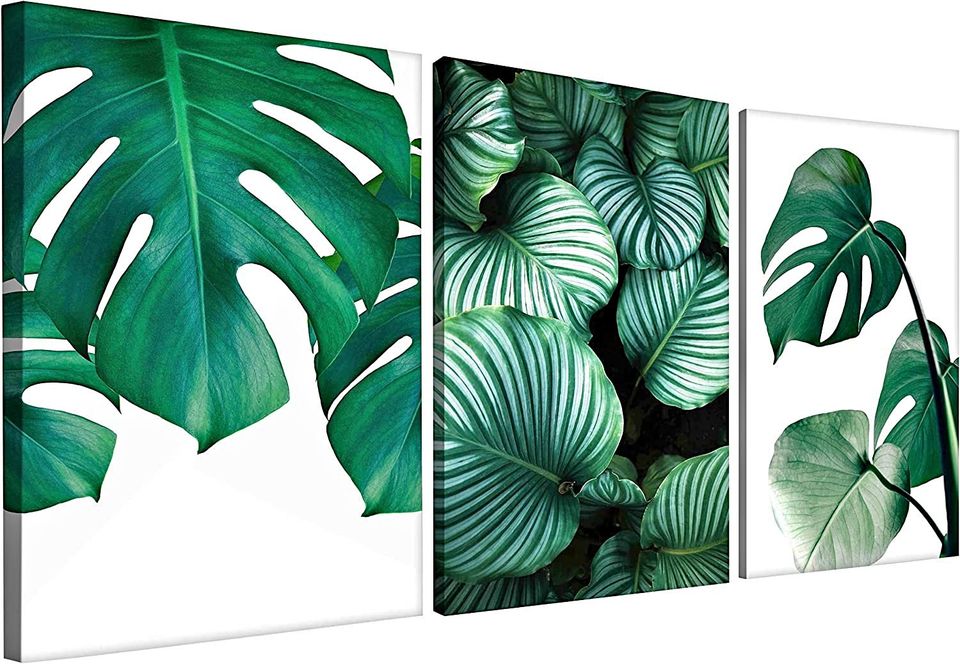 Tropical Art Print Large 3 x 16” x 24” Green Leaf Wall Art Green Wall Decor Tropical Leaves Art