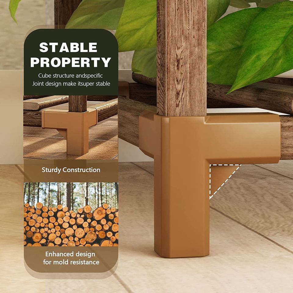 Bamworld Plant Stand Indoor Plant Stands Wood Outdoor Tiered Plant Shelf for Multiple Plants