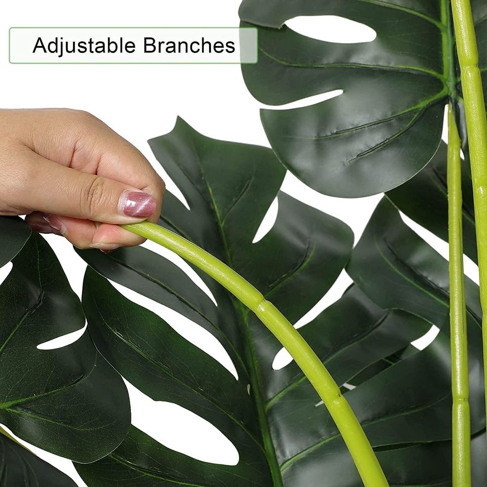 Artificial Monstera Deliciosa Plant 4ft Tall 15 Decorative Split Leaves Plant Faux Swiss
