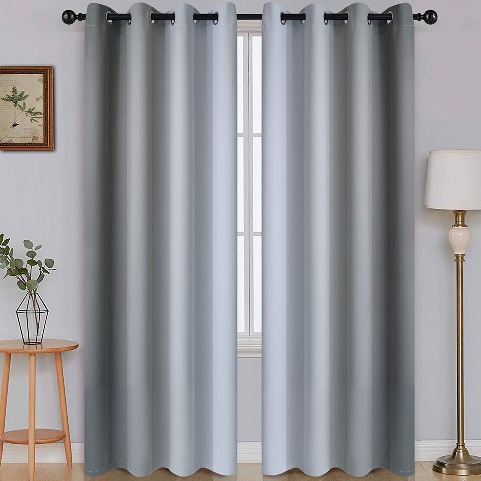 Ombre Room Darkening Curtains for Living Room, Light Blocking Gradient Grey to Greyi