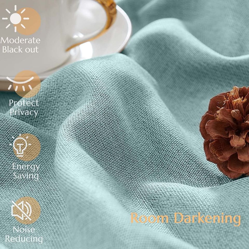 Linen Textured Curtains for Living Room Darkening Bedroom Curtains Thermal Insulated
