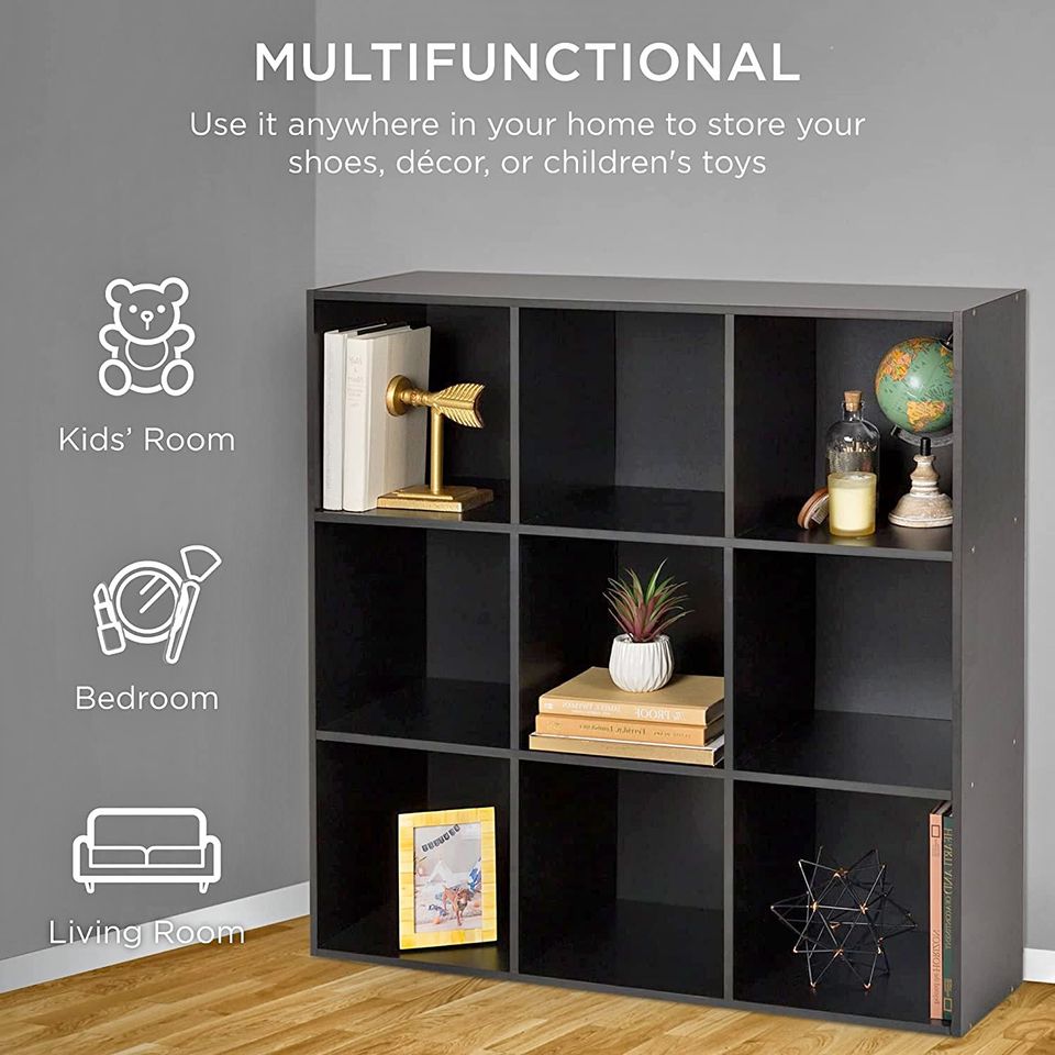9-Cube Storage Shelf Organizer Bookshelf System, Display Cube Shelves Comp