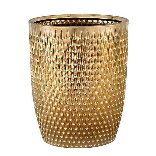 Modern Golden Small Trash Can Wastebasket, Garbage Container Bin for Bathrooms, Powder Rooms