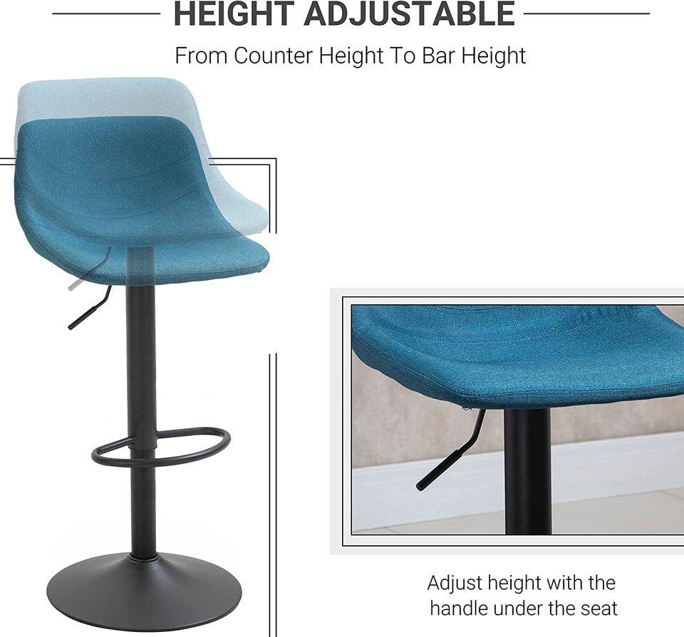 Adjustable Bar Stools Set of 2, Swivel Bar Height Chairs Barstools Padded with Back