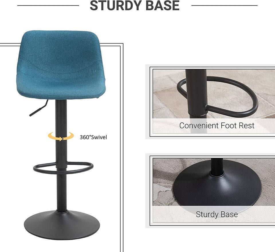 Adjustable Bar Stools Set of 2, Swivel Bar Height Chairs Barstools Padded with Back