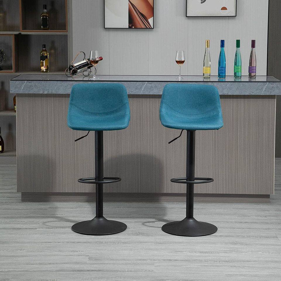 Adjustable Bar Stools Set of 2, Swivel Bar Height Chairs Barstools Padded with Back
