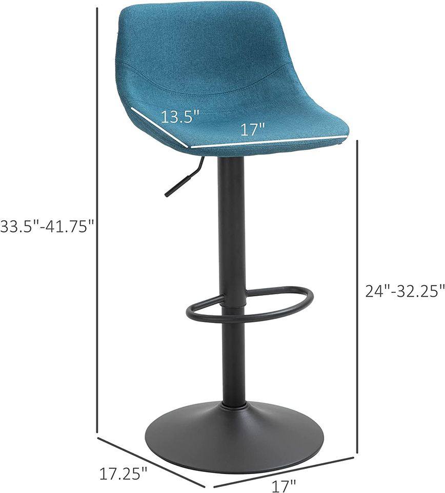 Adjustable Bar Stools Set of 2, Swivel Bar Height Chairs Barstools Padded with Back