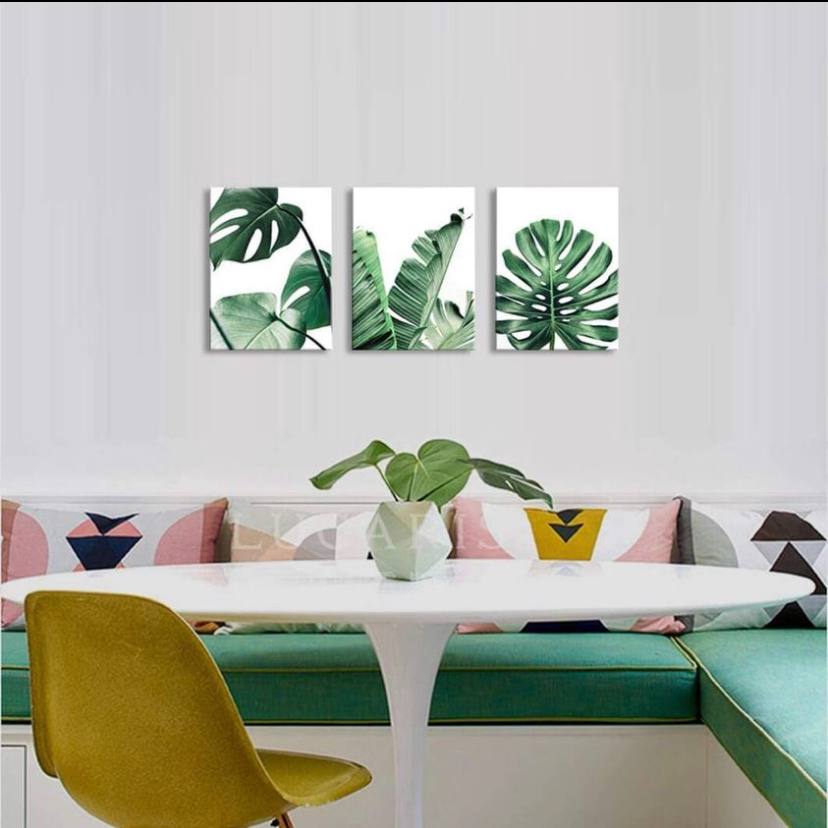 Canvas Wall Art Green Leaf Simple Life Painting Bathroom Wall Decor