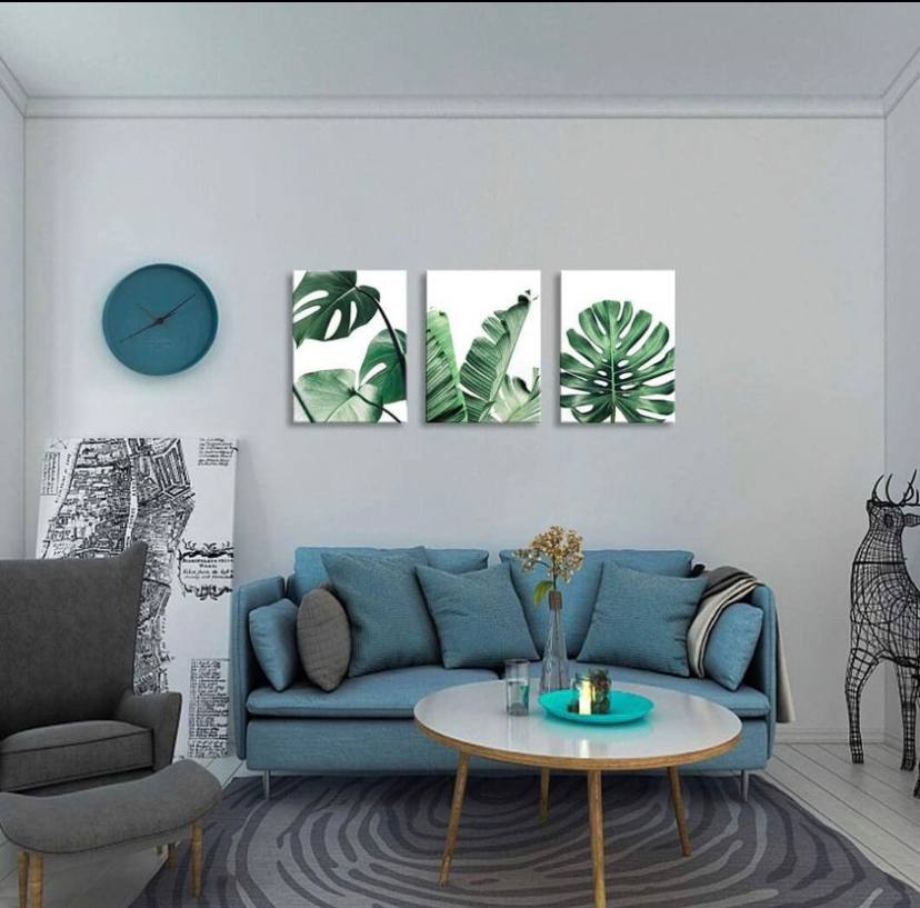 Canvas Wall Art Green Leaf Simple Life Painting Bathroom Wall Decor